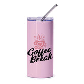 Coffee Break Tumbler, Pink Tumbler, Coffee Lover Gift, Gift for Her, Cute Tumbler, Travel Tumbler, Office Tumbler, Insulated Tumbler - Tawshia